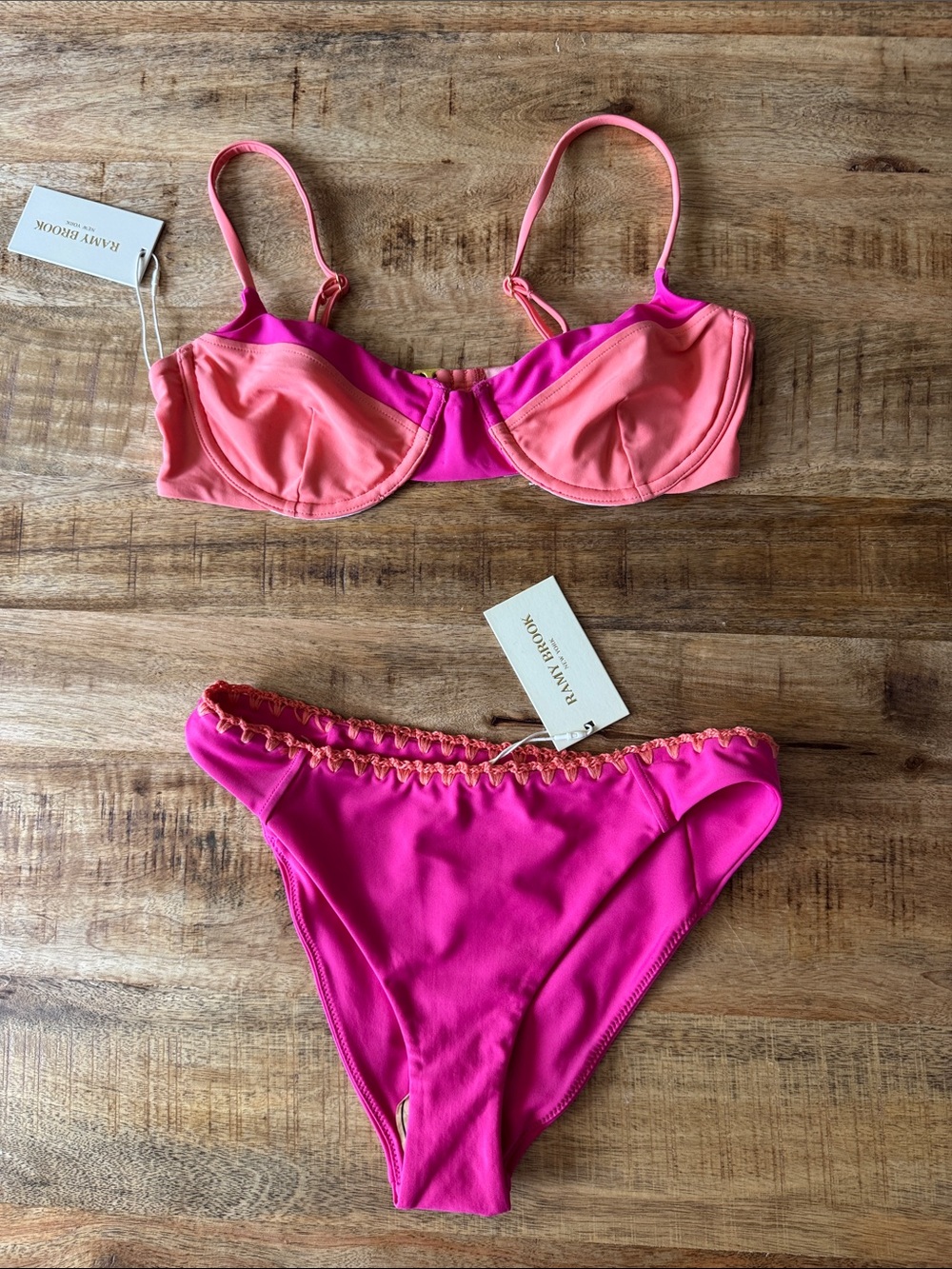 RAMY Brook Iliana bikini bottom, Kynlee top Pink and Coral Two-Piece Bikini Set